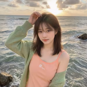 海边日落甜妹